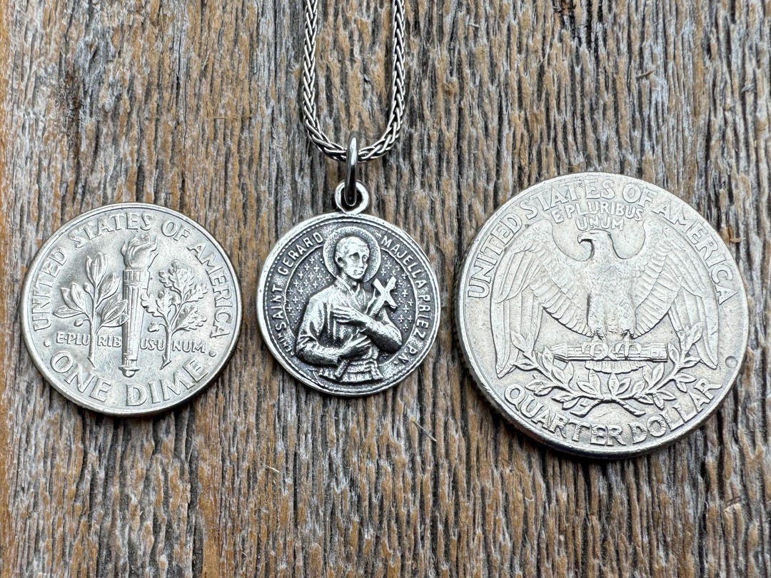 Sterling Silver St Gerard Majella Pendant Necklace, French Artist Penin ...