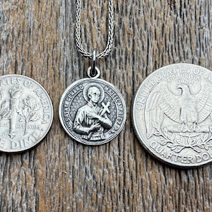 Sterling Silver St Gerard Majella Pendant Necklace, French artist Penin, Antique Replica Medal, Patron Saint of Expectant Mothers, Fertility