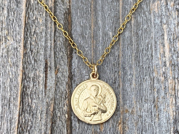 Saint Gerard + Crucifix Petite Minimalist Layered Necklace – Little Rabbit  Sign Co.