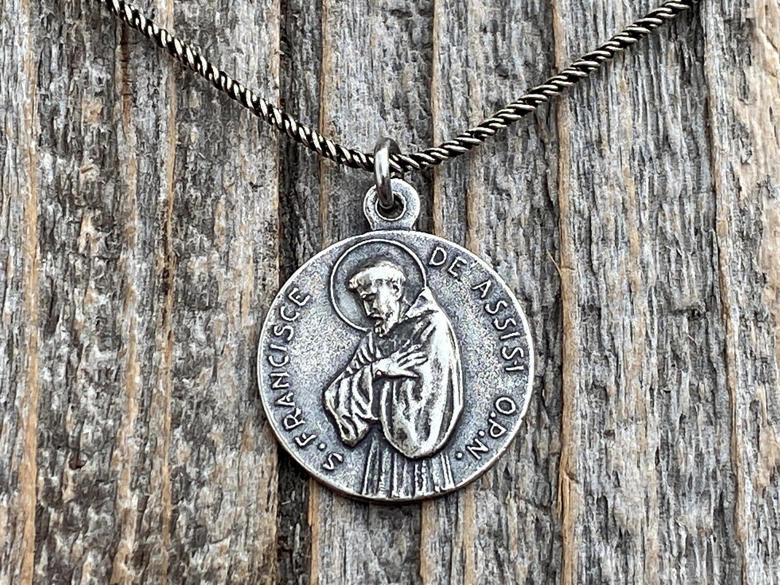 Sterling Silver St Francis of Assisi Blessing Medal Pendant on Necklace ...