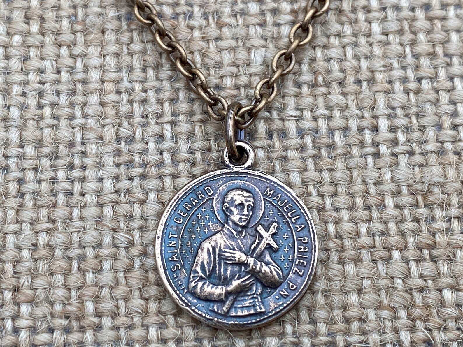 Bronze Saint Gerard Majella Medal Pendant Necklace French Etsy