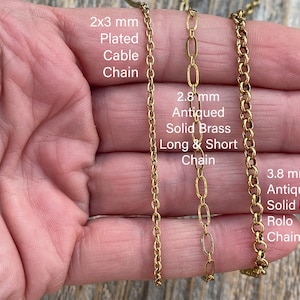 Antiqued Gold Chain Necklace, Antique Gold Chain Styles in any Length, Rolo, Long & Short, or Cable style, Custom Antique Gold Necklace