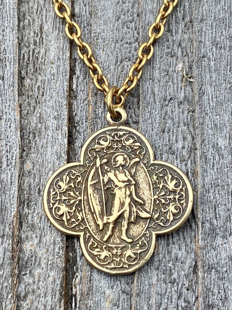 Antiqued Gold St. Raphael the Archangel angel of Healing Etsy