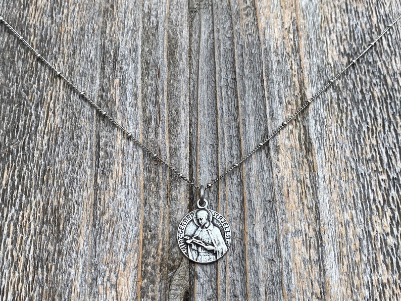 Antiqued Pewter St Gerard Majella Medal Pendant Necklace, French Artist ...