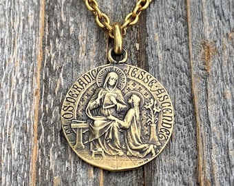 Ann Pendant with 18 Gold Filled Lite Curb Chain 14kt Gold Filled St Patron Saint of Housekeepers/Mothers