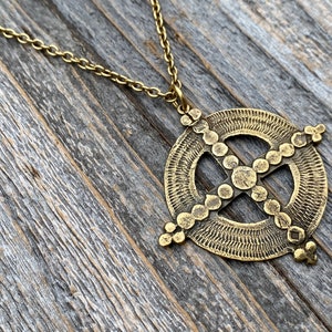 Antiqued Gold Ancient Christian Cross Pendant Necklace, Antique Replica, Large Gold Cross Pendant, Antique Artisan Handmade Cross, Big Cross image 7