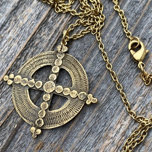 Antiqued Gold Ancient Christian Cross Pendant Necklace, Antique Replica, Large Gold Cross Pendant, Antique Artisan Handmade Cross, Big Cross image 5