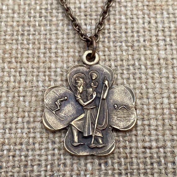 St. Christophorus Schmuck, Antiker religiöser Beschützer Talisman-Anhänger  für Männer Frauen, Münze / rund / oval / Medaille / Quadrat / Medaillon