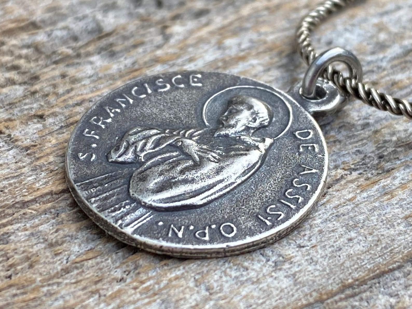 Sterling Silver St Francis of Assisi Blessing Medal Pendant on Necklace ...