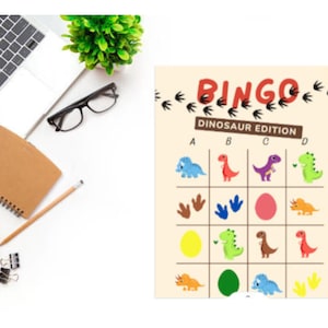 Gioco del Bingo dei Dinosauri, Gioco da Aula Stampabile, Bingo in Giardino, Gioco del Bingo per la Scuola a Casa, Attività per Bambini, Festa dei Dinosauri, Educativo e Divertente