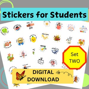 Afdrukbare beloningsstickers voor studenten, perfect voor leerkrachten, thuisonderwijs, zondagsschool en ouders. Beloon prestatie met positieve bevestiging.