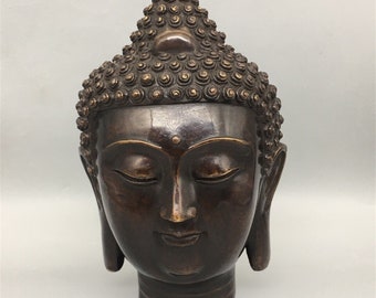 Handcrafted Bronze Buddha Head Sculpture Artisanal Buddha Bust Statue