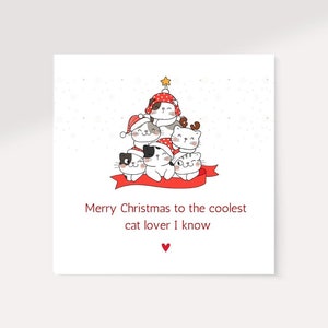 Cartão de Natal de Gato | Cartão de Natal Bonito para Amantes de Gatos | Download Digital para Imprimir