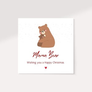 imprimable Noël maman ours | carte postale pour maman | Jolie carte pour elle