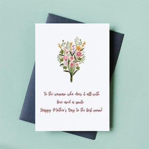 Bonne fête des mères | florale de fête des mères | Bouquet | Simple et minimaliste | Message sincère | Téléchargement numérique