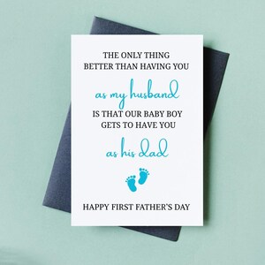 Primo biglietto d'auguri per la festa del papà dalla moglie / Biglietto d'auguri per neo-papà dal marito / Biglietto d'auguri per il bambino / Dalla moglie / Regalo di buon compleanno per la prima festa del papà / Biglietto d'auguri per il futuro papà