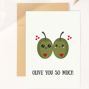 Jolie carte de jeu de mots olive - Je t'aime carte - carte de voeux - cadeau de carte d'anniversaire - pour mari, femme, petit ami, fiancée
