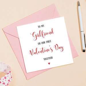 Erster Valentinstag zusammen Karte für Freundin, Erste Valentinstag Karte für Sie, Niedliche Valentinstag Karte für Sie, Valentinstag Karte