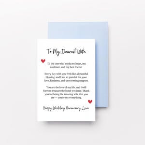 Cartão de aniversário da esposa | Cartão de aniversário para ela | Mensagem sincera | Modelo Canva editável | Download digital