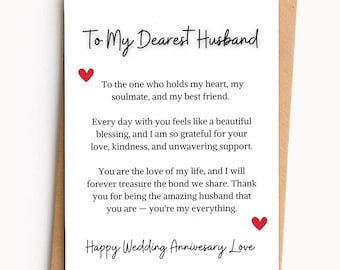 Husband Anniversary Card | Anniversary Card For Him | Heartfelt Message | Printable love card for husband | Anniversary gift for him
