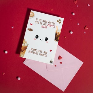 Tarjeta de San Valentín / La tarjeta de San Valentín más linda para los amantes del café / Tarjeta de San Valentín con café / Tarjeta de aniversario con café / Descarga digital