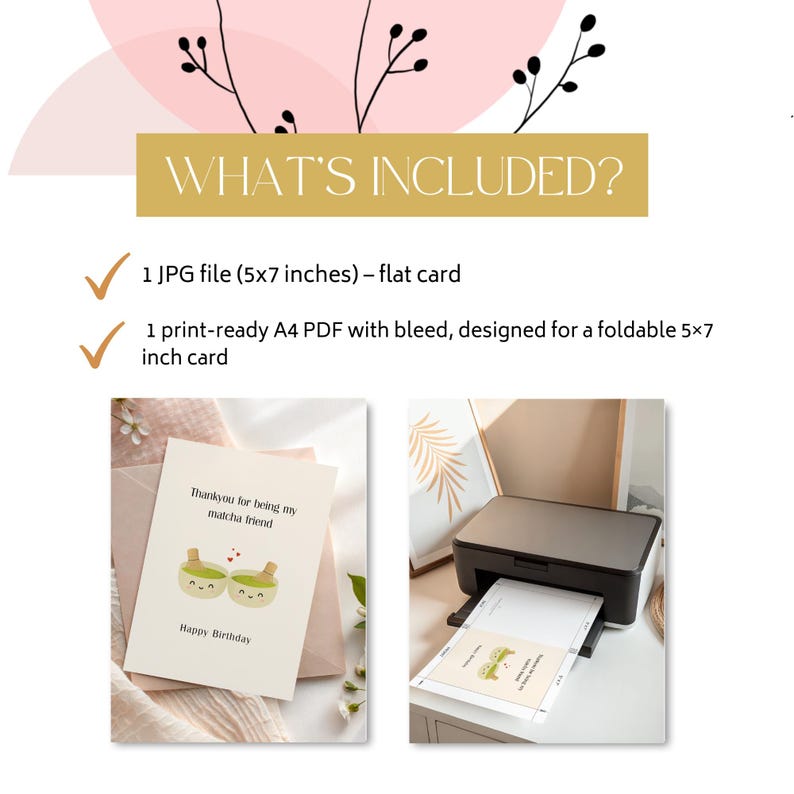 Cute Matcha Birthday Card for Best Friend - Matcha Partners - Thank You for Being My Matcha Friend - happy birthday bestie - Matcha Fan image 4