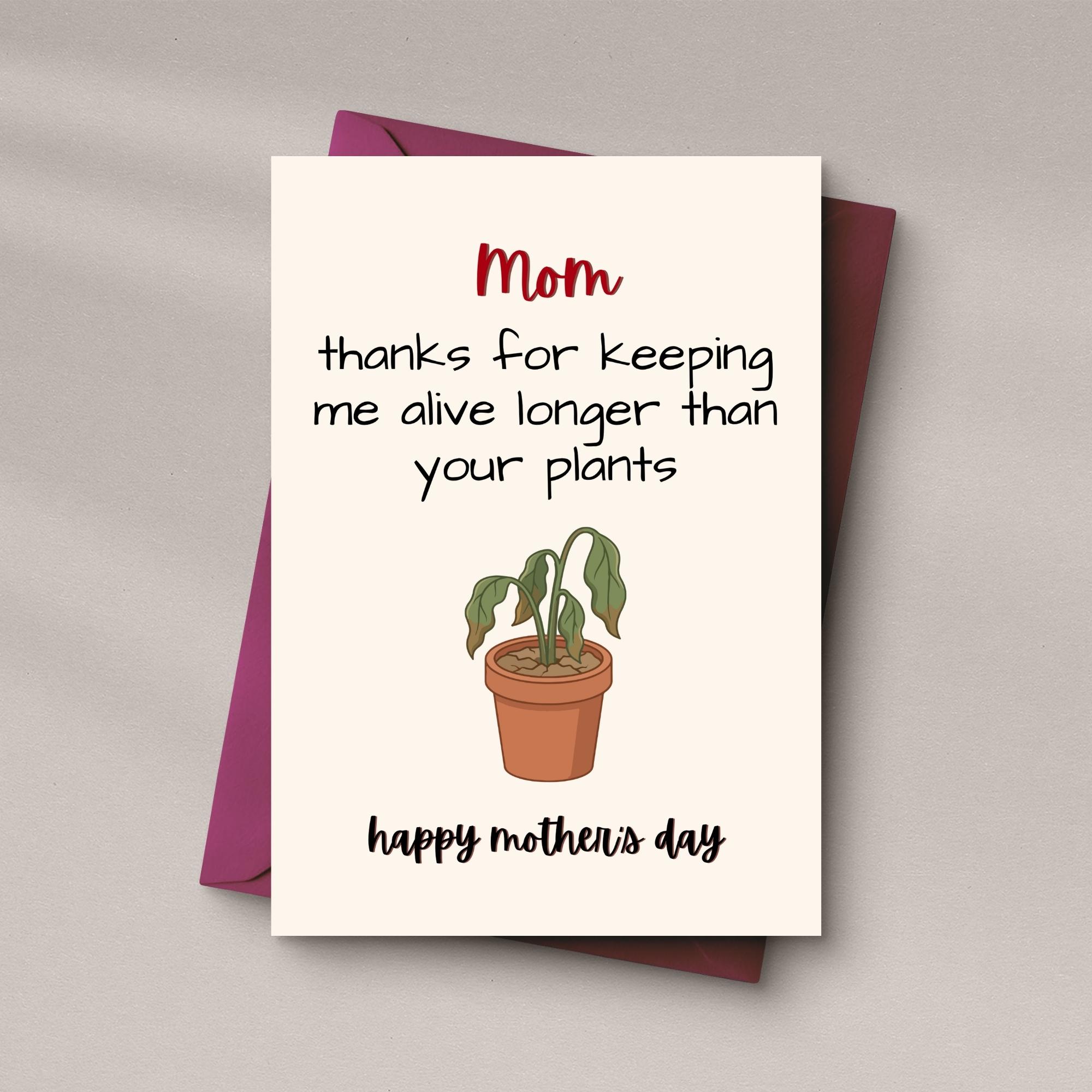 Funny Mother’s Day Card for Mom, Plant Mom Joke Card, Sarcastic Mom ...