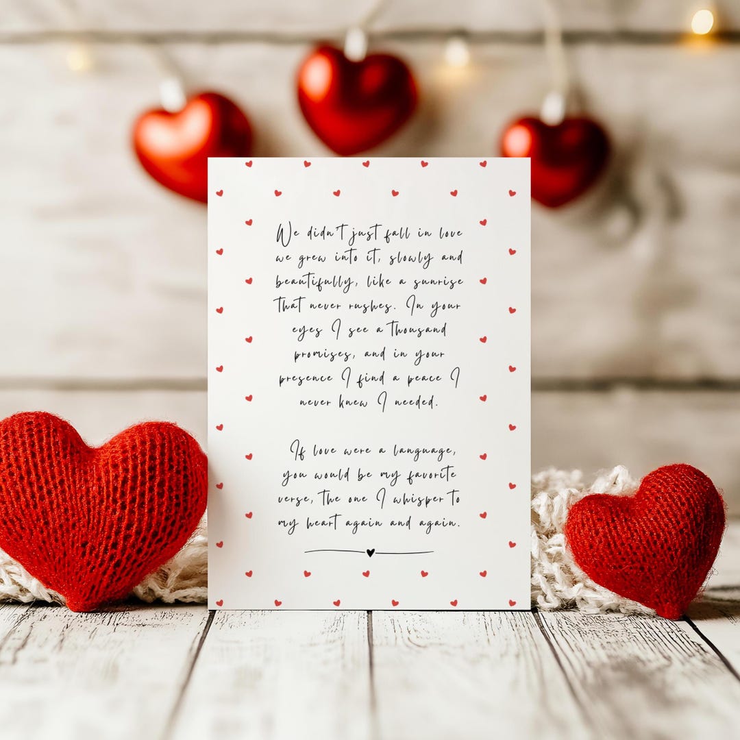 Sentimental Letters Valentines Day Love Letter, Valentines Poem Card, Printable Valentine ...