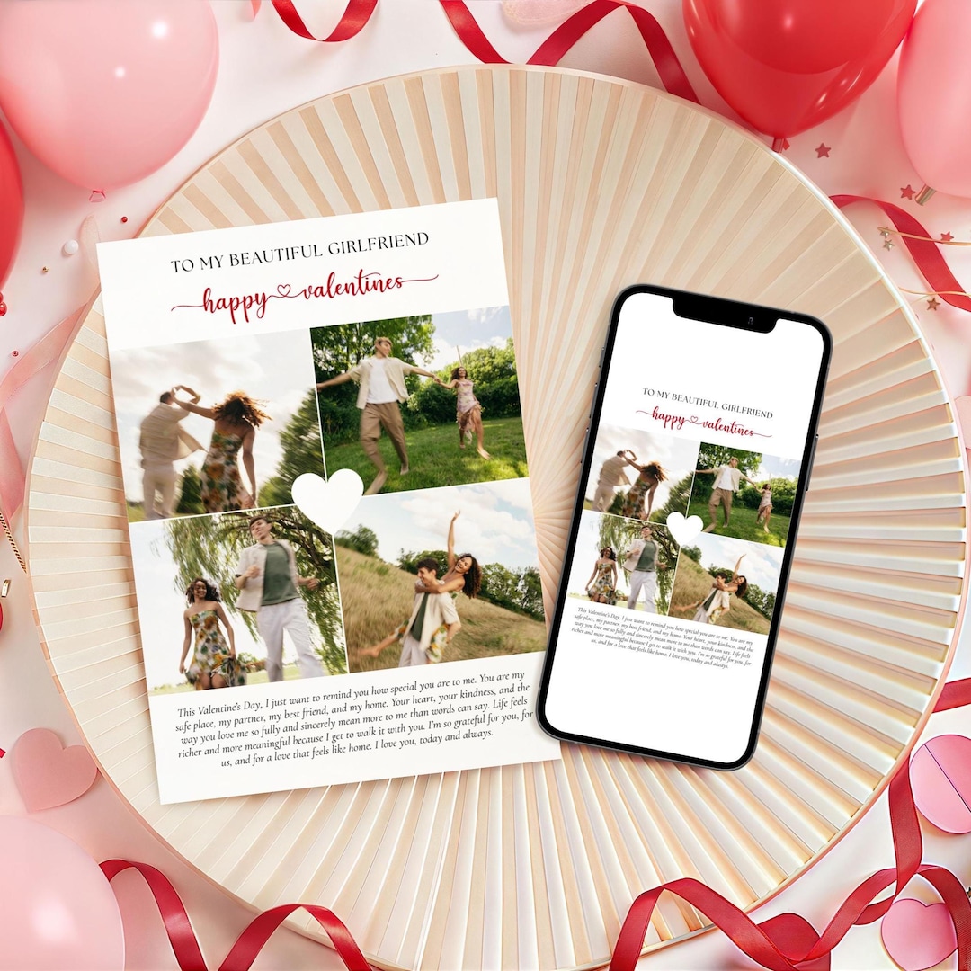 Personalized Girlfriend Valentine Card, Photo Valentine Card for Her ...