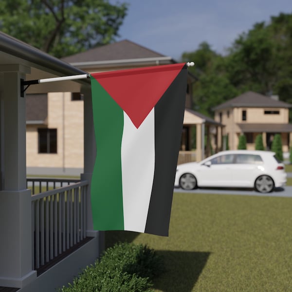 Estandarte de la bandera nacional palestina / Lona-popelín de poliéster duradero / Bandera resistente a la intemperie / Regalos del Día de la Independencia / Estandarte de la casa / Palestina