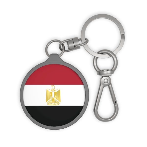 Egyptian Flag Keyring Tag | Premium Metal Key Ring | Stylish Acrylic & TPU Round Keychain | Durable Bag Tag | Gift Idea | Egypt
