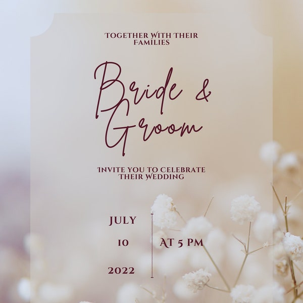 Elegant Baby's Breath: Rustic Wedding Invitation Template