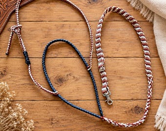 Handmade Braided Barrel Racing Tie Down, Lightweight Western Tack (Rust/Cream/Tan)