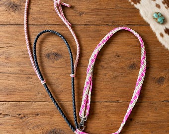 Custom Braided Barrel Racing Tie Down, Lightweight Paracord Tack (Money Run)