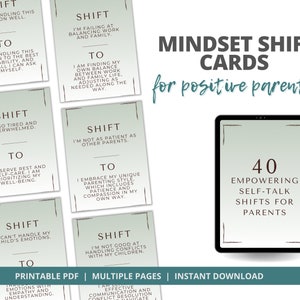 Empowered Self Talk Shifts for Parents, Positive Conscious Parenting Mindset, Printable Affirmation Cards Digital Download, Mindful Mom Dad