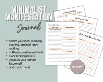 Manifestation Journal, Law of Attraction Planner, Abundance Gratitude Digital Download, Gratitude Self-Care Mental Wellness Mindset PDF