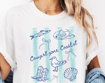 Comfort Colors Cowgirl Gone Coastal Shirt Western Beach Vacation Tee Ocean Lover Summer Tshirt