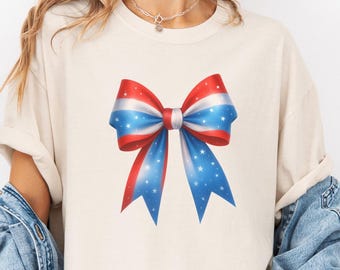 Comfort Colors 4th of July Coquette Shirt Red White Blue Patriotic Gift Independence Day Tee