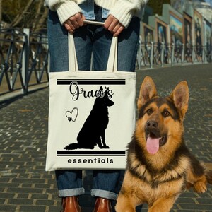 Personalized Dog Name Tote Bag Custom Pet Stuff Canvas Tote Dog Mom Gift Customized Dog Things Canvas Bags Personal Dog Tote Pet Owner Gifts