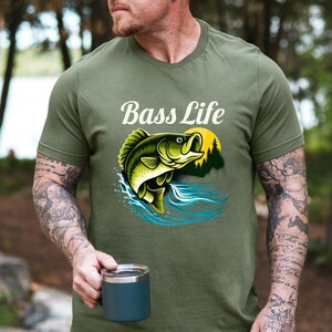 Bass Fishing Gifts For Dad Vintage Graphic Fish Shirt Fisherman Aesthetic Tee Retro Fisher Gifts Outdoor Adventure Fishing Lover T-Shirt