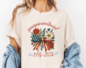 Comfort Colors Semiquincentennial USA 250 Shirt 4th of July Vintage Floral American Patriotic Gift