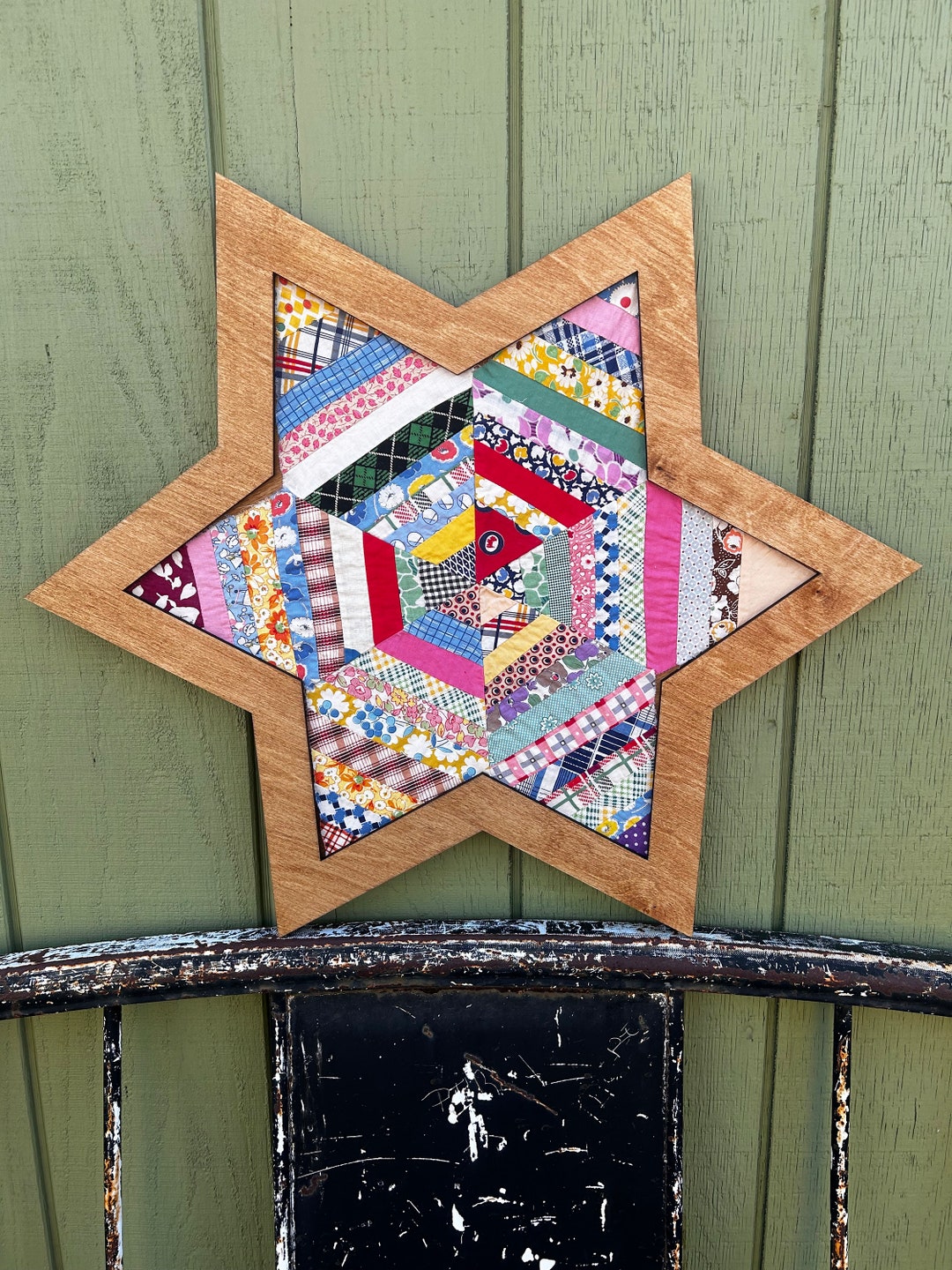 Barn Raising TX. Star Vintage Quilt Art - Etsy
