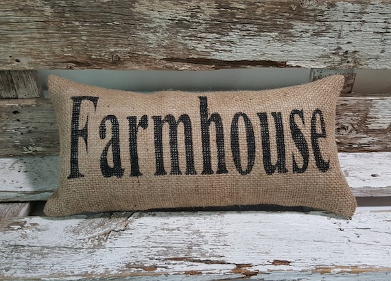 Burlap Farmhouse Pillow | 6" x 13" Stuffed Burlap Pillow | Rustic Decor Pillow | Farmhouse Decor Pillow | Farmhouse Style Burlap Pillow