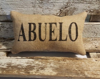 Burlap Abuelo 11" x 6" Stuffed Pillow Father's Day Or Burlap Birthday Gift