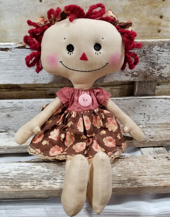 Raggedy Annie Lilly Annie Primitive Doll Raggedy Ann Pink | Etsy