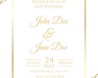 Hochzeitseinladung in Weiß und Gold