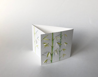 Bamboo, hand drawn and painted card