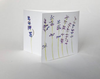 Hand Drawn and painted Lavender overlap card