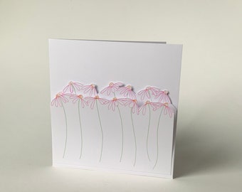 Double row of pink daisies greeting card.