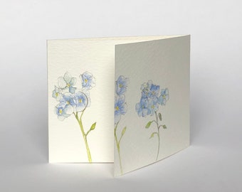 Forget-me-not flowers hand drawn and painted card, for any occasion